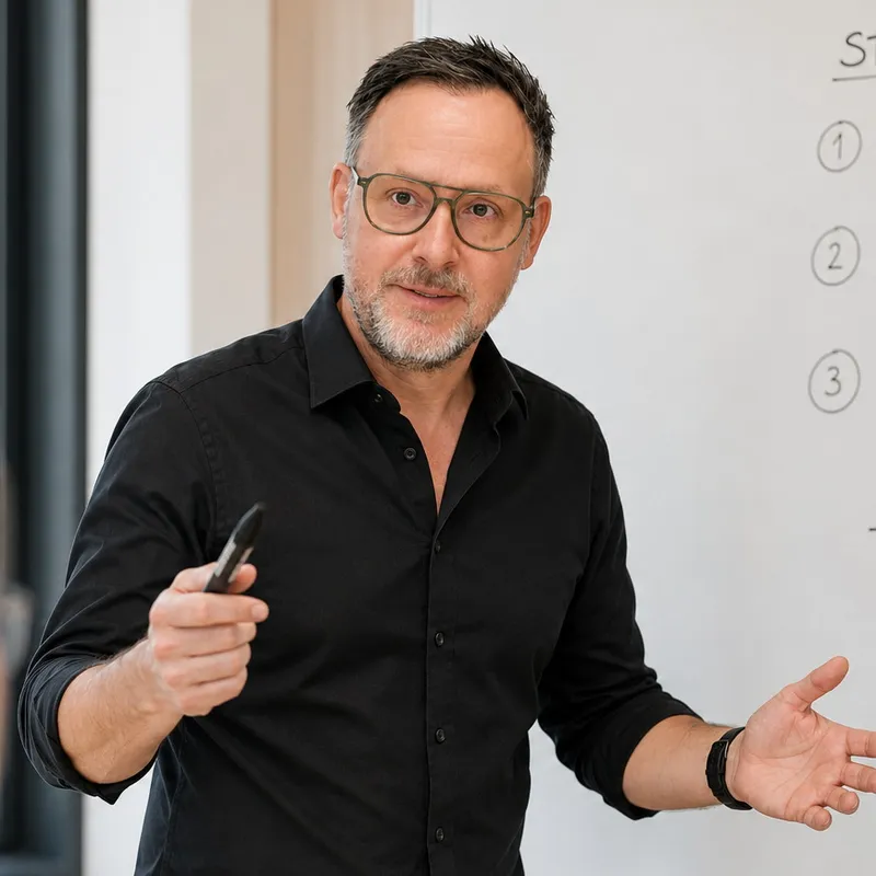 Oliver Range erläutert im Workshop den Ablauf eines KI-Projekts